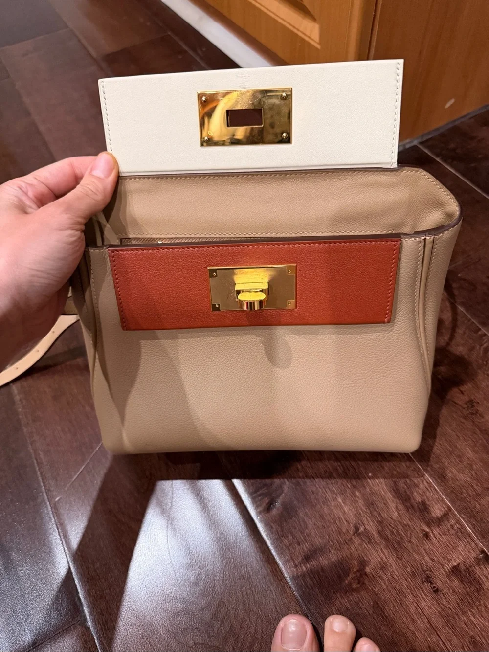 Designer Inspired 2424 Bag in Biscuit color